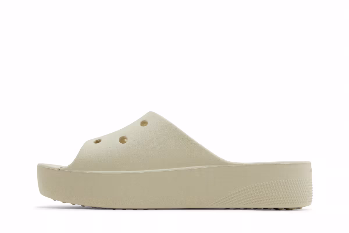 Crocs Women's Classic Platform Slide Bone, view 4