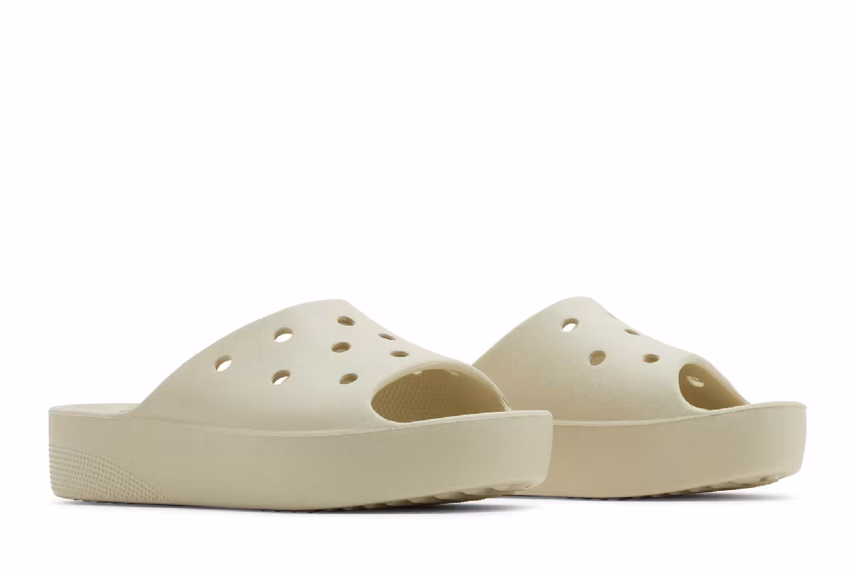 Crocs Women's Classic Platform Slide Bone, view 9