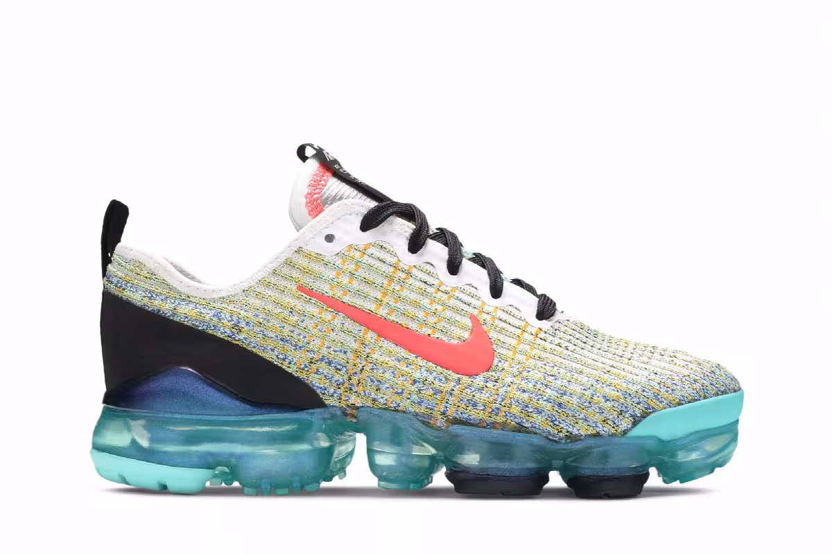 Nike Air VaporMax Flyknit 3 GS White Crimson Turqoise, view 2