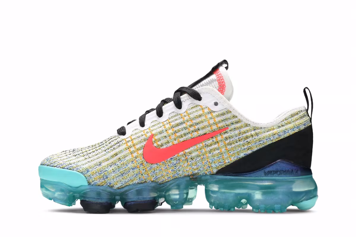 Nike Air VaporMax Flyknit 3 GS White Crimson Turqoise, view 4