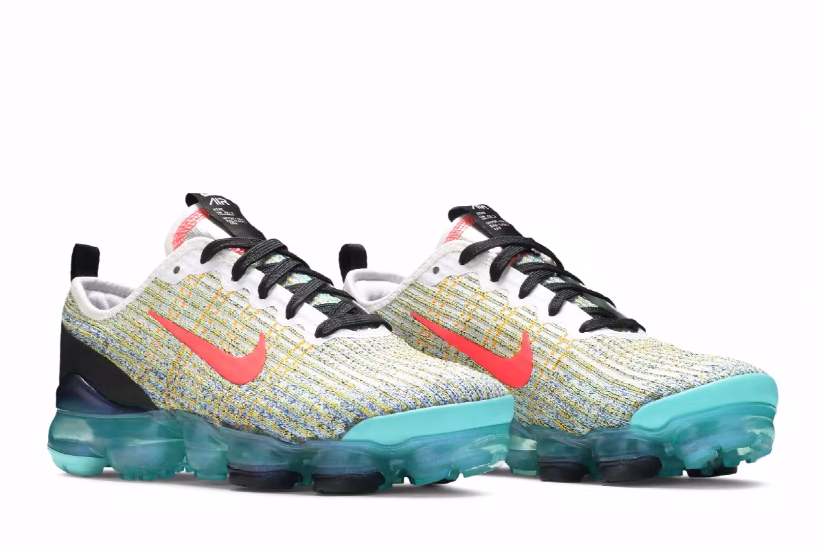 Nike Air VaporMax Flyknit 3 GS White Crimson Turqoise, view 9