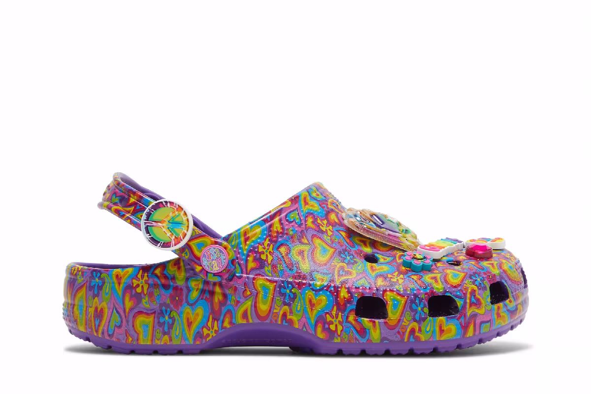 Lisa Frank x Crocs Classic Clog Neon Purple Multi Hearts, view 2