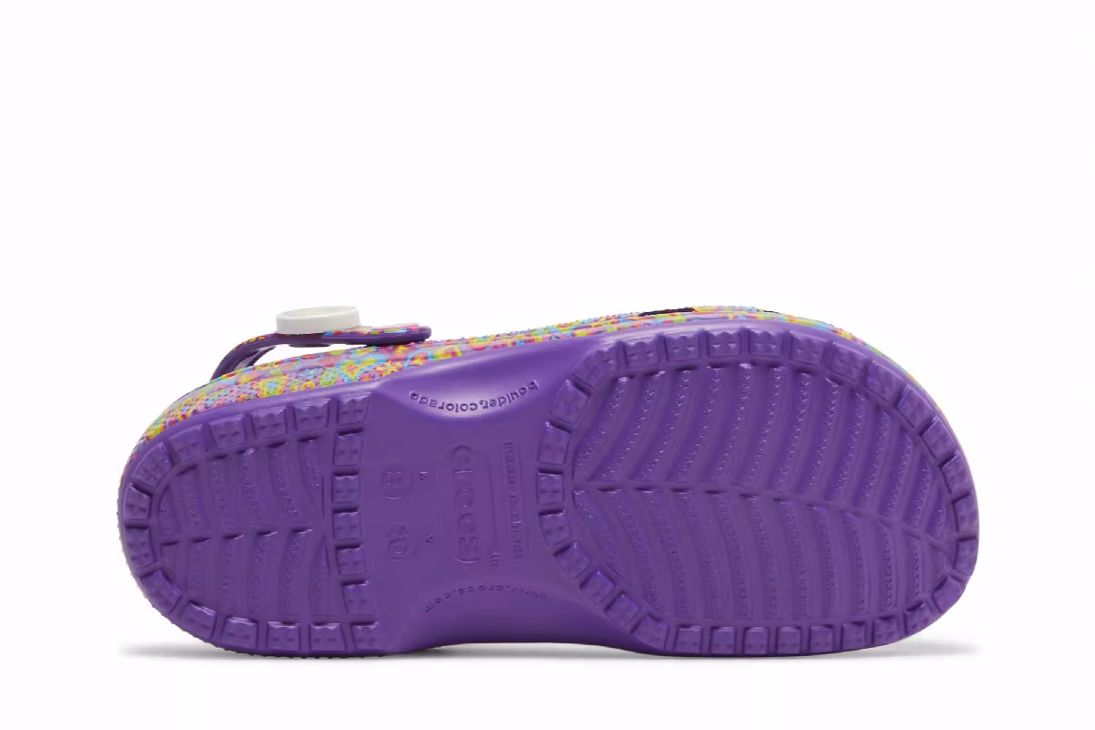 Lisa Frank x Crocs Classic Clog Neon Purple Multi Hearts, view 5