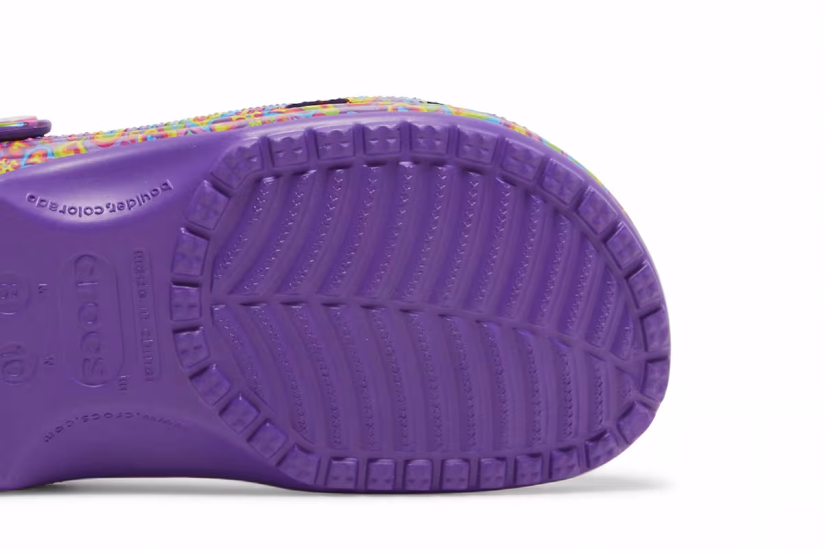 Lisa Frank x Crocs Classic Clog Neon Purple Multi Hearts, view 6