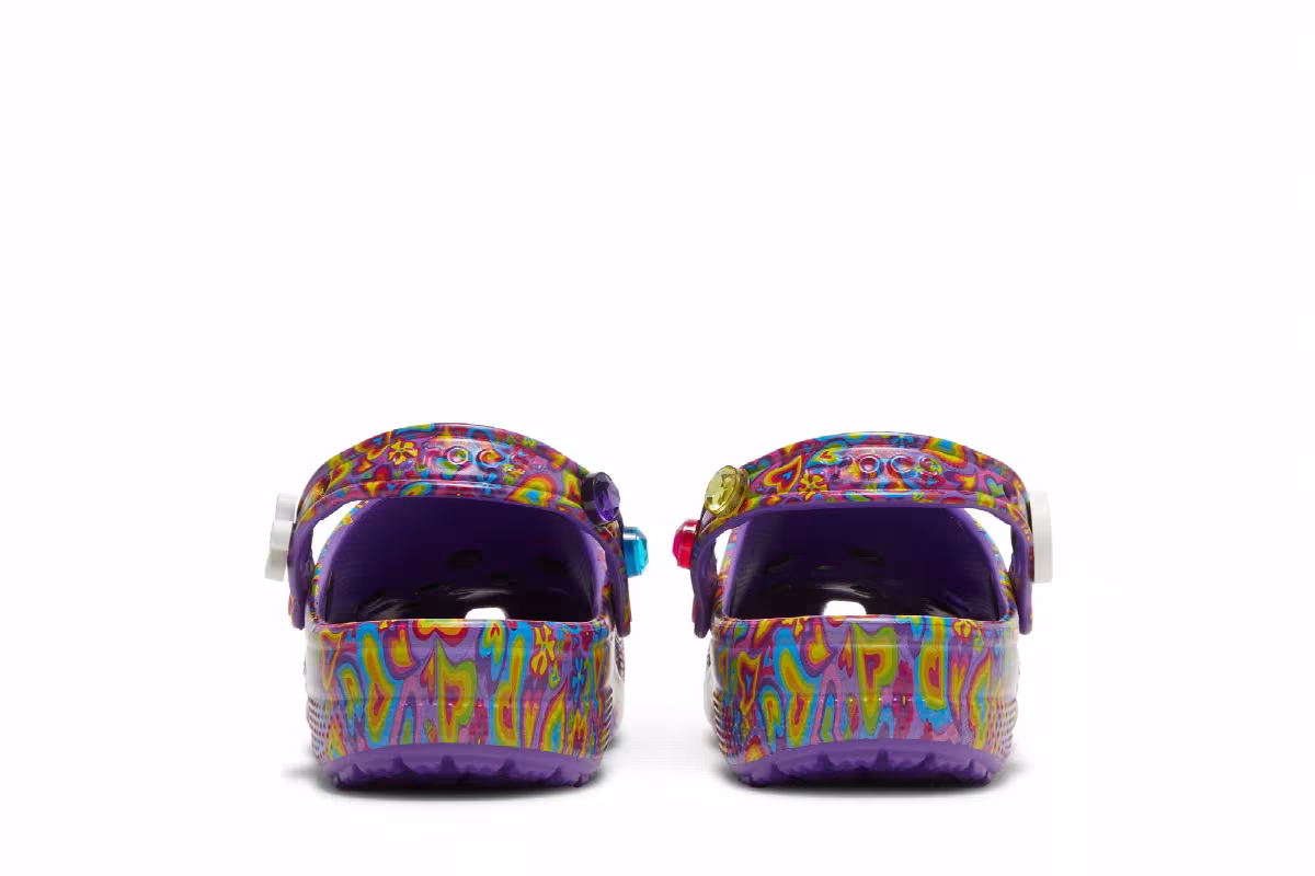Lisa Frank x Crocs Classic Clog Neon Purple Multi Hearts, view 7