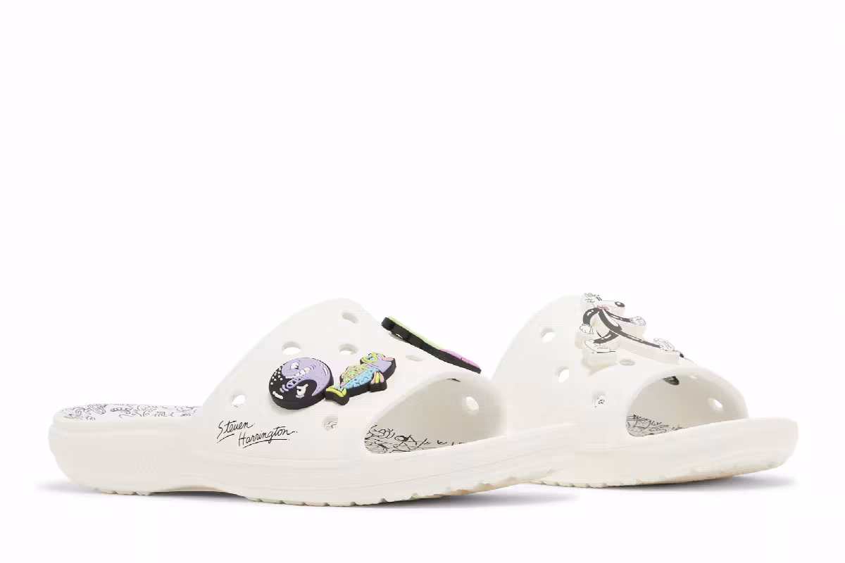 Steven Harrington x Crocs Classic Slide Quickstrike - White Black, view 9