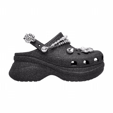 Crocs Wmns Bae Wedding Glitter Clog Shoe 'Black'