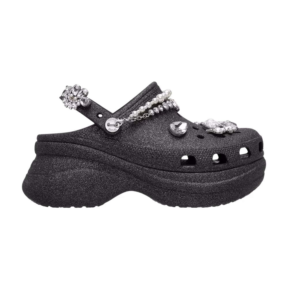 Crocs Women's Bae Wedding Glitter Clog Shoe Black