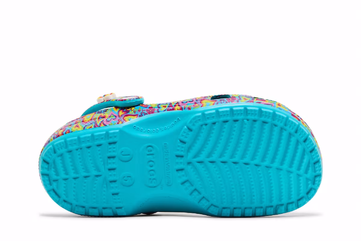 Lisa Frank x Crocs Classic Clog Kids Digital Aqua Multi Hearts, view 5