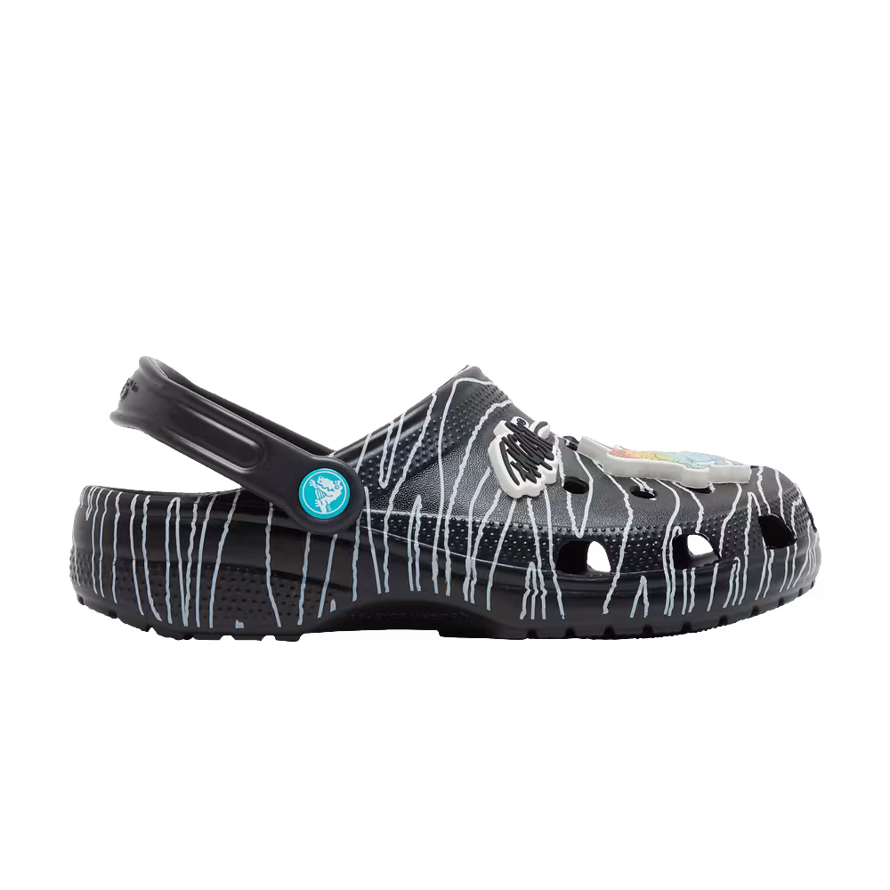 Ron English x Crocs Classic Clog Kids Party Animals - Zebra Black