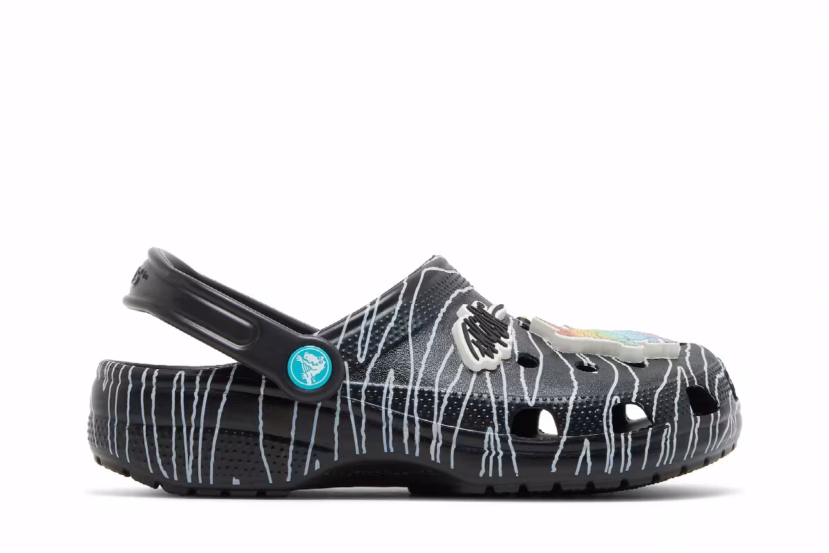 Ron English x Crocs Classic Clog Kids Party Animals - Zebra Black, view 2