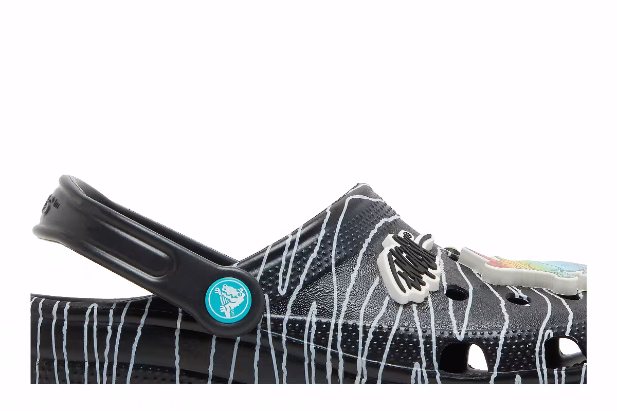 Ron English x Crocs Classic Clog Kids Party Animals - Zebra Black, view 3