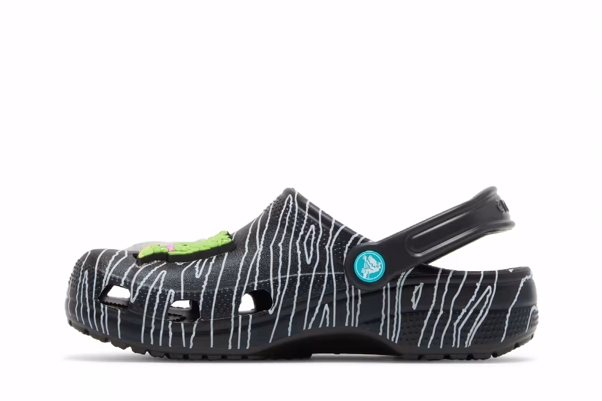 Ron English x Crocs Classic Clog Kids Party Animals - Zebra Black, view 4