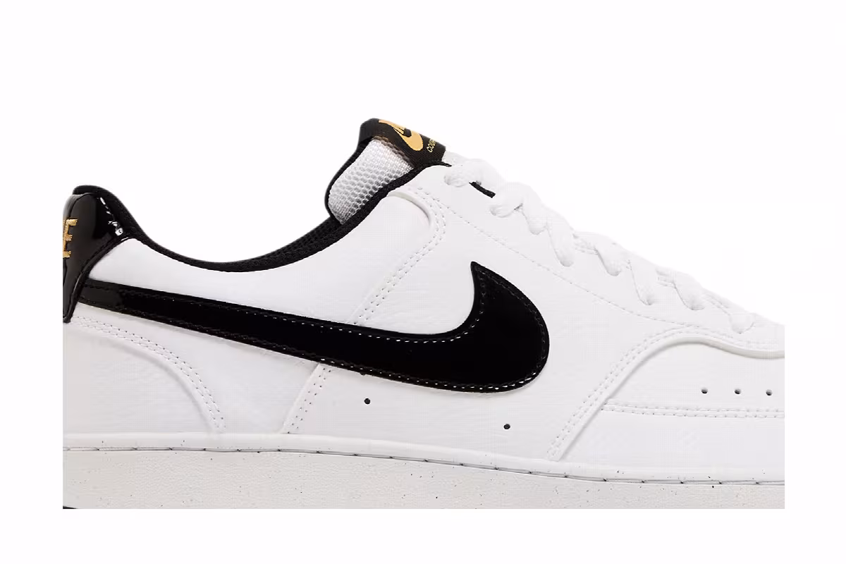 Nike Court Vision Low White Black Metallic Gold, view 3