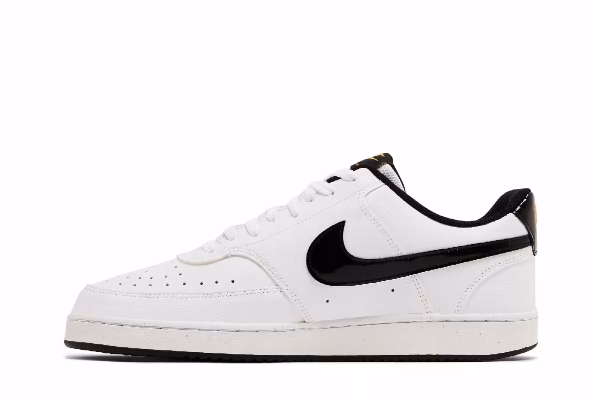 Nike Court Vision Low White Black Metallic Gold, view 4