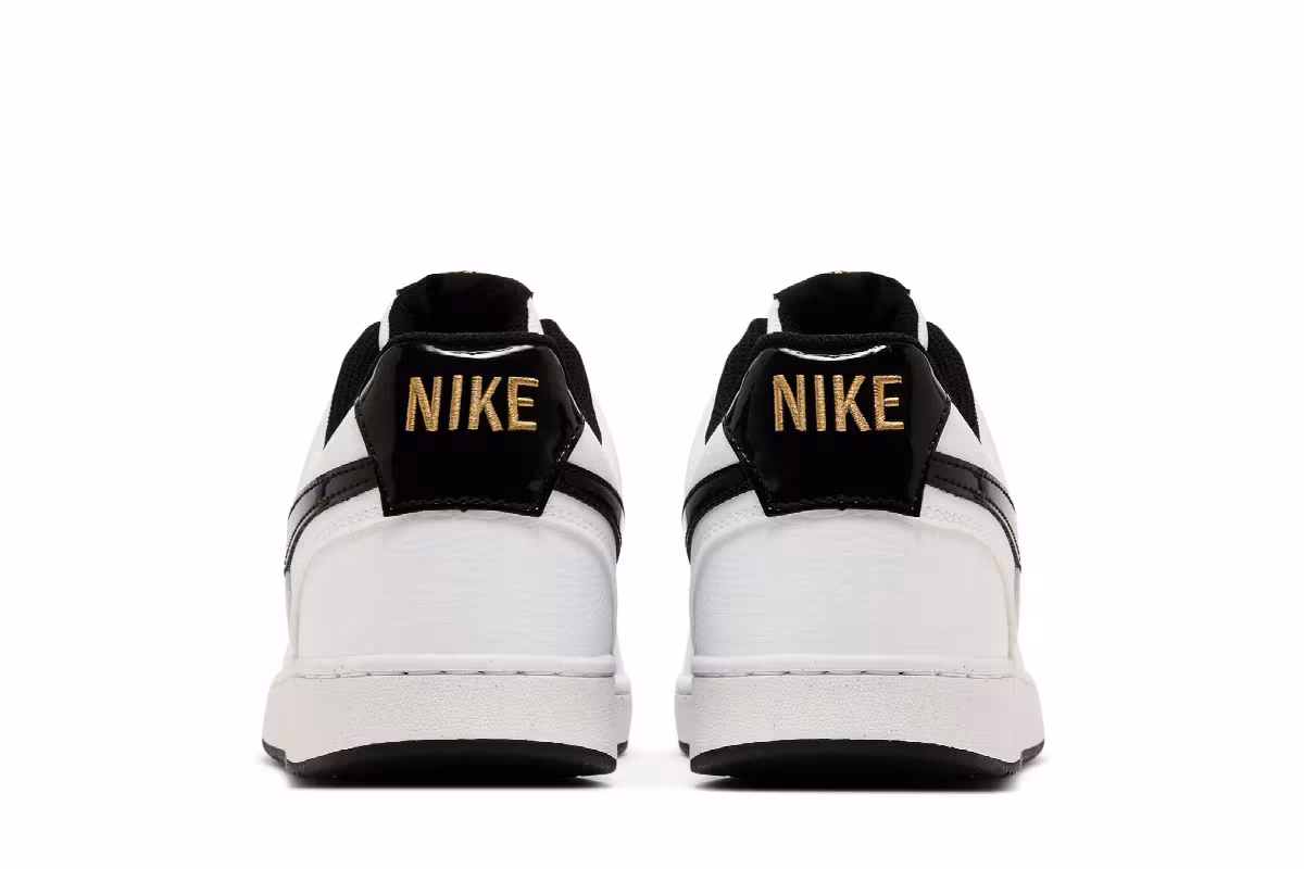 Nike Court Vision Low White Black Metallic Gold, view 7