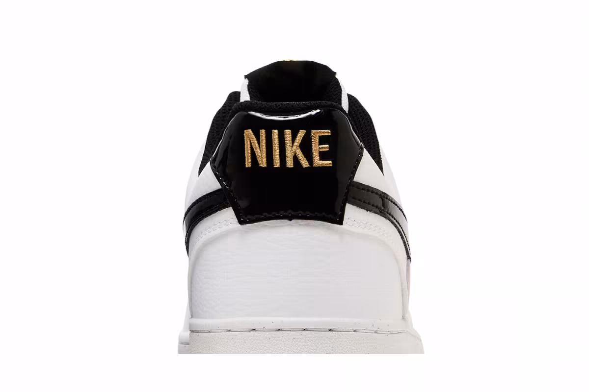 Nike Court Vision Low White Black Metallic Gold, view 8