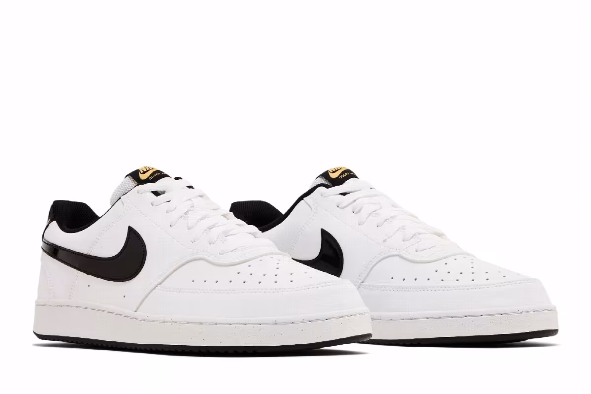 Nike Court Vision Low White Black Metallic Gold, view 9