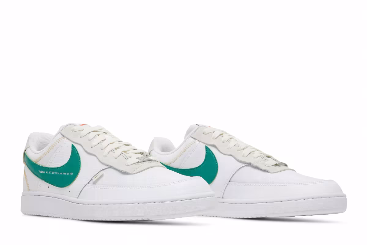 Nike Court Vision Low Premium First Use - White Green Noise, view 9