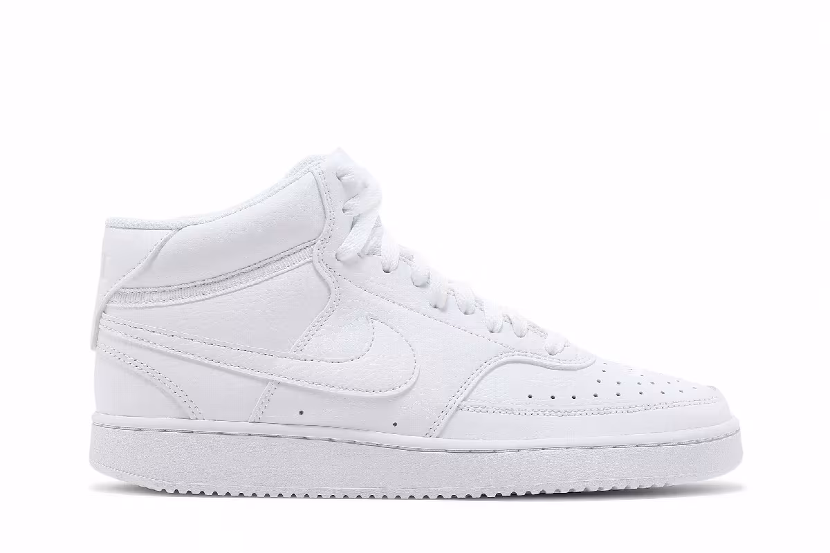 Nike Women's Court Vision Mid Triple White, view 2