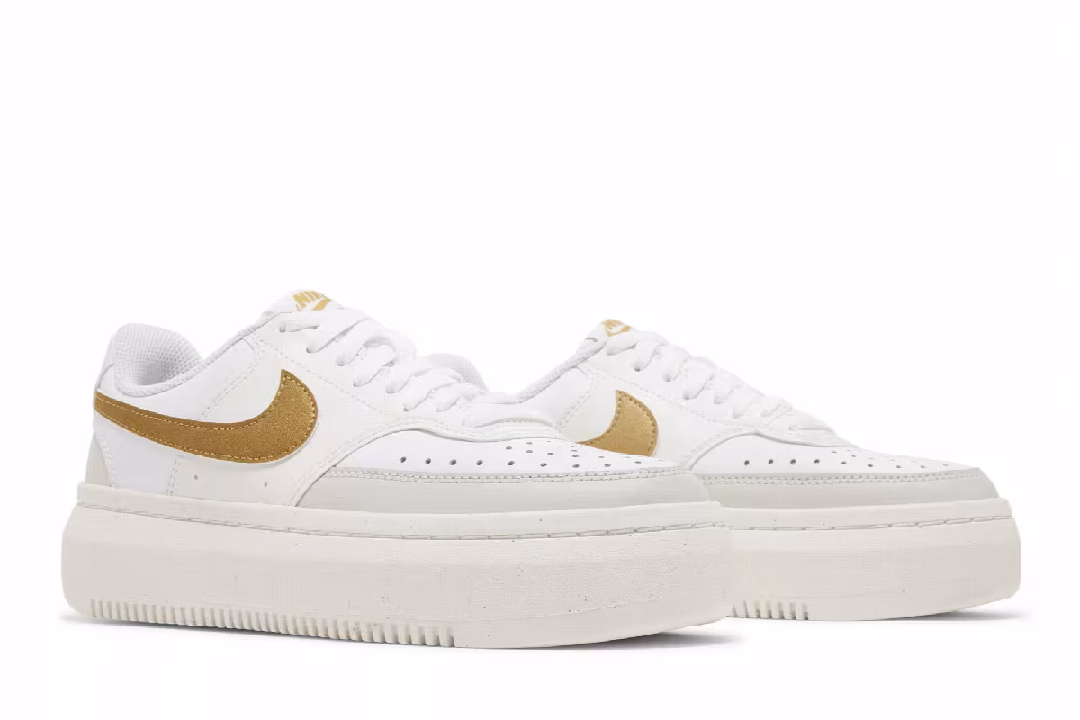 Nike Women's Court Vision Alta Sail Metallic Gold, view 9