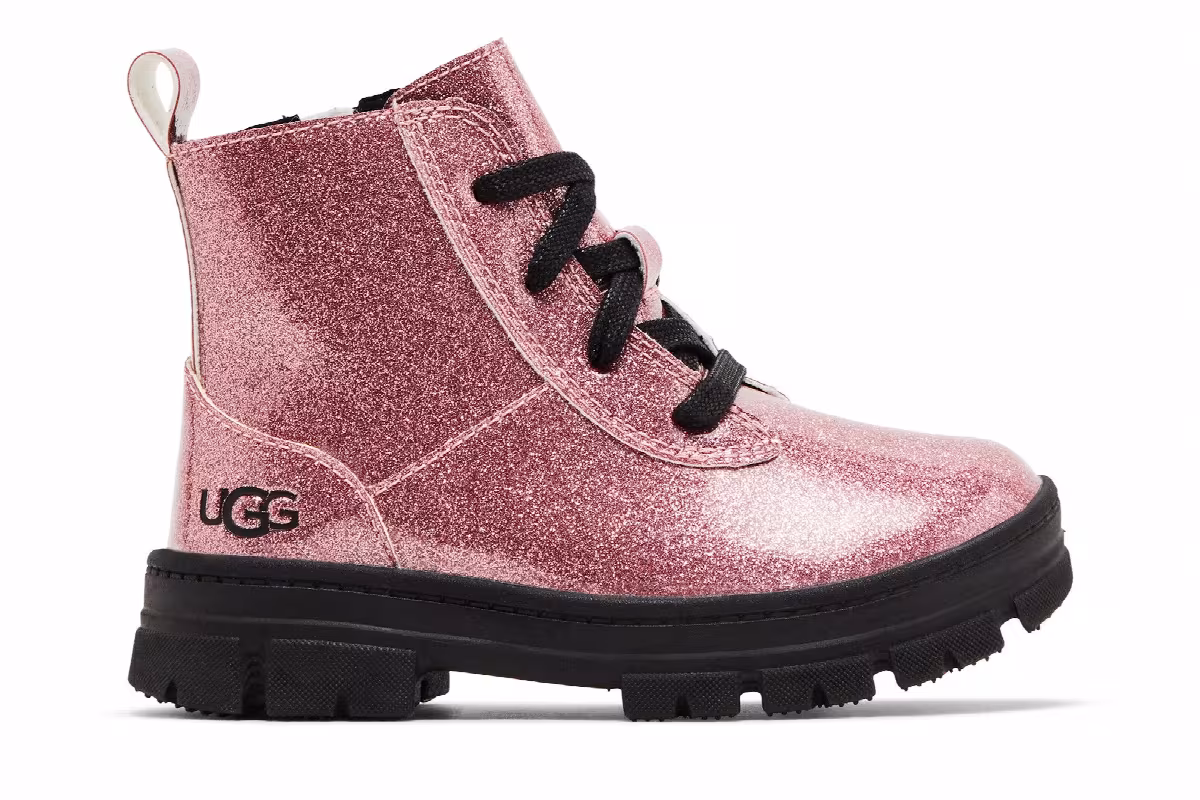 UGG Ashton Lace Up Boot Toddler Glitter Pink, view 2
