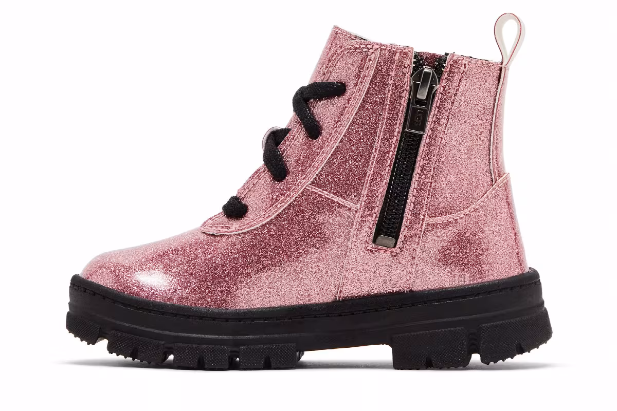 UGG Ashton Lace Up Boot Toddler Glitter Pink, view 4