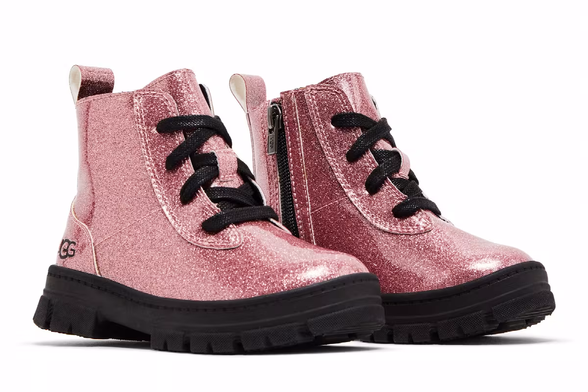 UGG Ashton Lace Up Boot Toddler Glitter Pink, view 9
