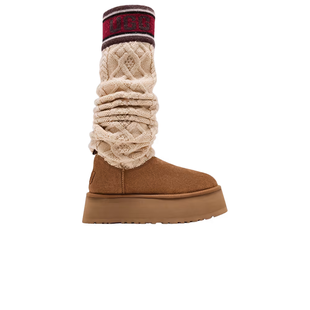UGG Women's Classic Sweater Letter Tall Chestnut