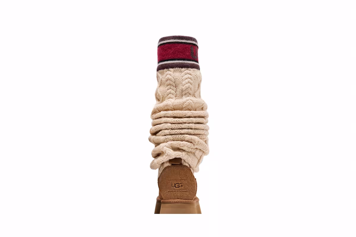 UGG Women's Classic Sweater Letter Tall Chestnut, view 8
