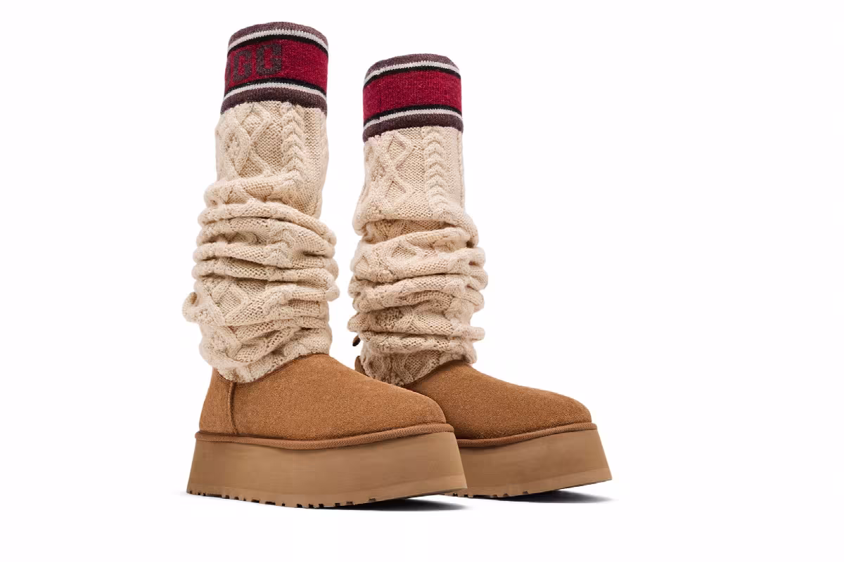 UGG Women's Classic Sweater Letter Tall Chestnut, view 9