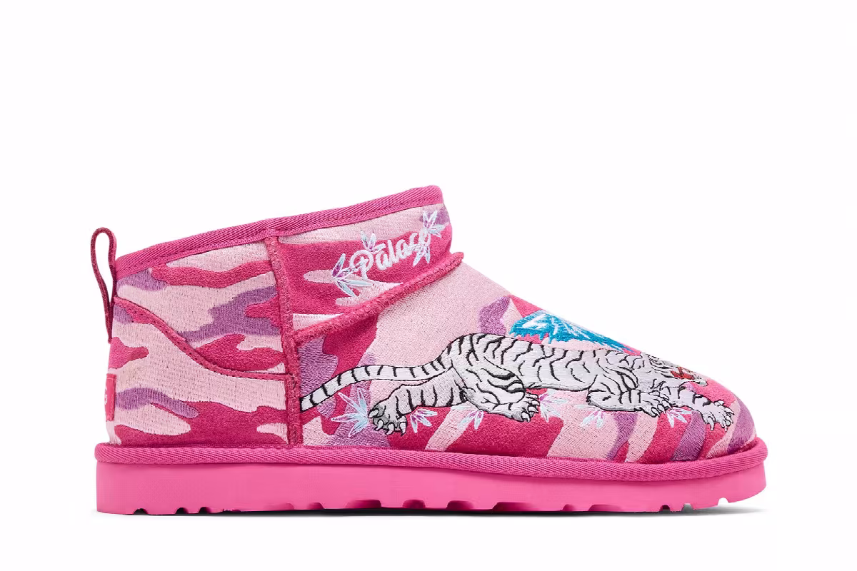 Palace x UGG Classic Ultra Mini Boot Pink Camo, view 2