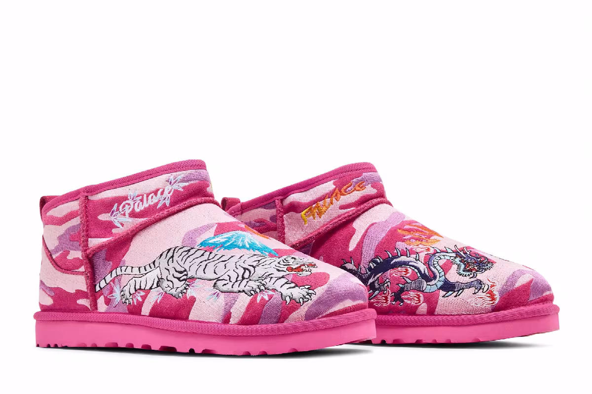Palace x UGG Classic Ultra Mini Boot Pink Camo, view 9