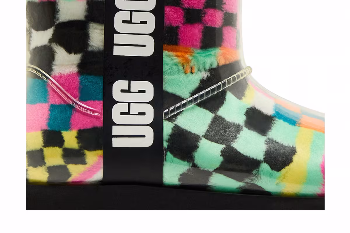 UGG Women's Classic Clear Mini Boot Black Multi-Color Checkerboard, view 3