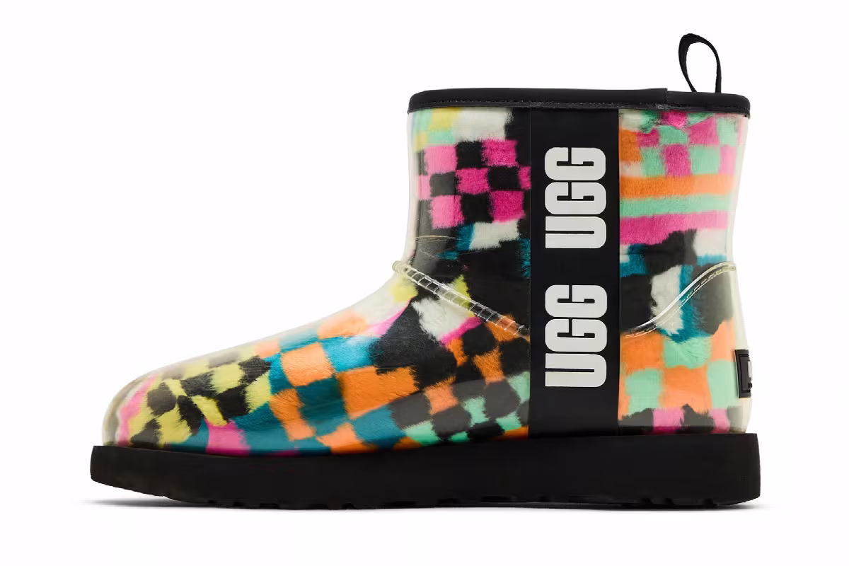 UGG Women's Classic Clear Mini Boot Black Multi-Color Checkerboard, view 4