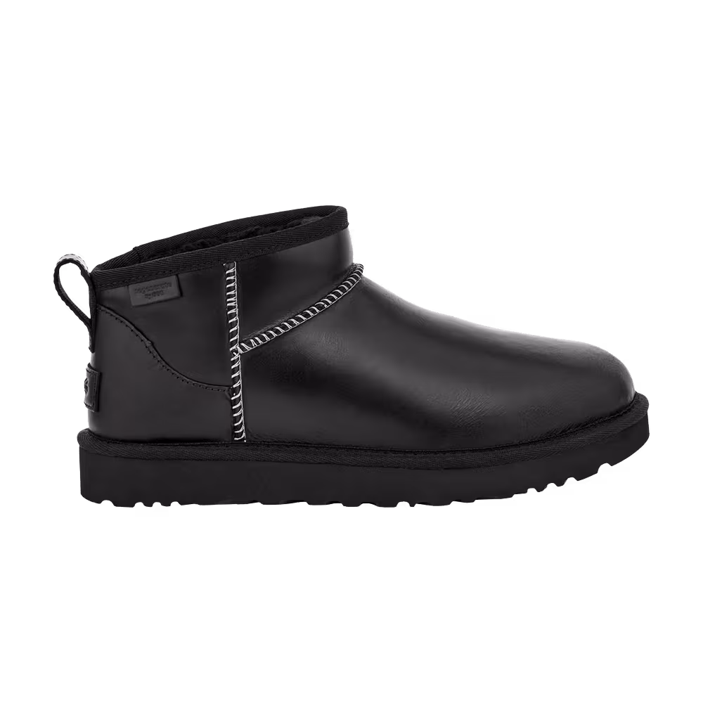 UGG Women's Classic Ultra Mini Leather Regen Boot Black