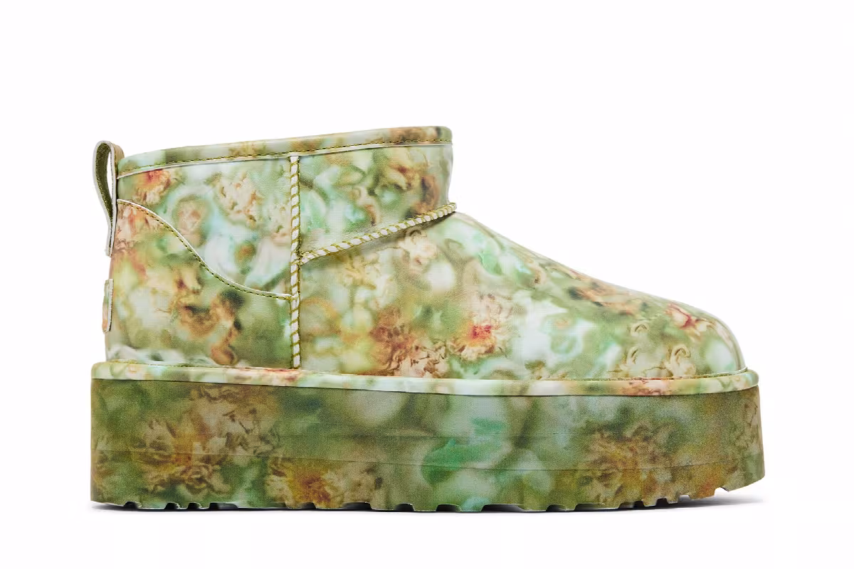 Collina Strada x UGG Classic Ultra Mini Platform Boot Green Floral, view 2
