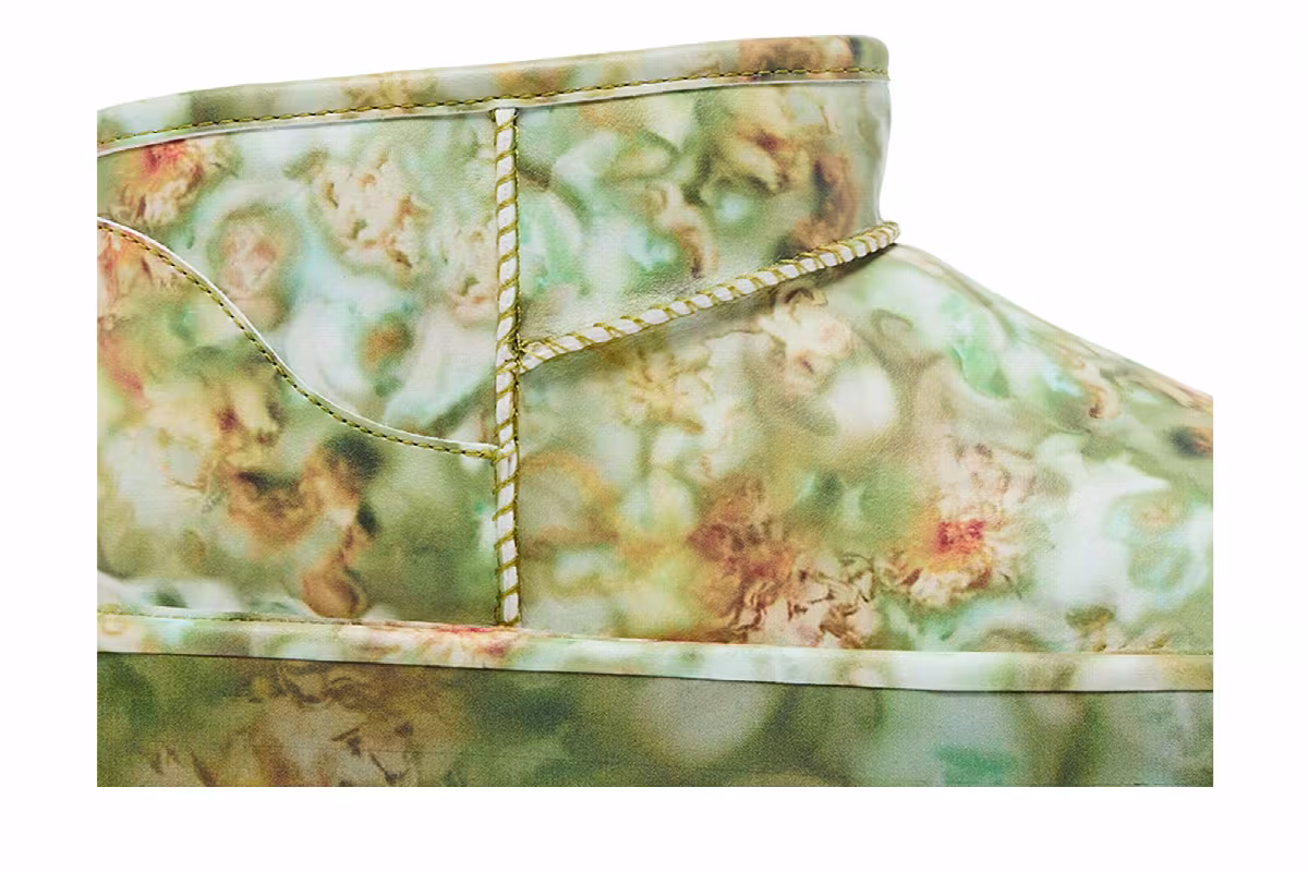 Collina Strada x UGG Classic Ultra Mini Platform Boot Green Floral, view 3
