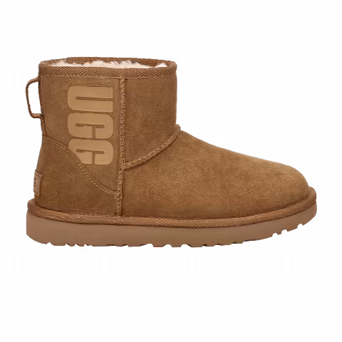 UGG Wmns Classic Mini 'Rubber Logo - Chestnut'