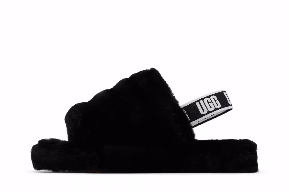 UGG Fluff Yeah Slide Kids Black, view 4