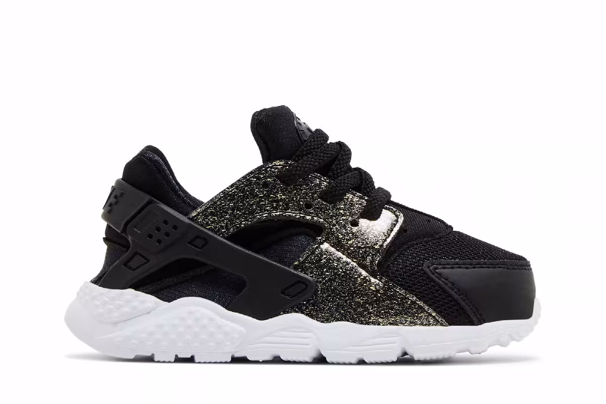 Nike Huarache Run SE TD Black Gold Glitter, view 2