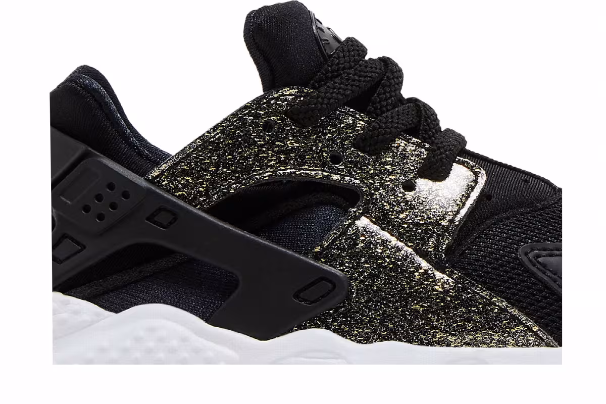 Nike Huarache Run SE TD Black Gold Glitter, view 3