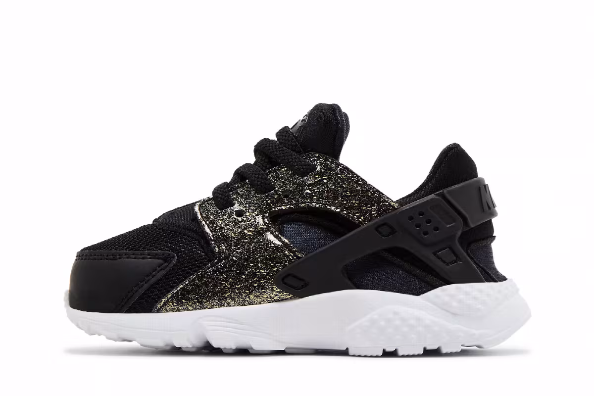 Nike Huarache Run SE TD Black Gold Glitter, view 4