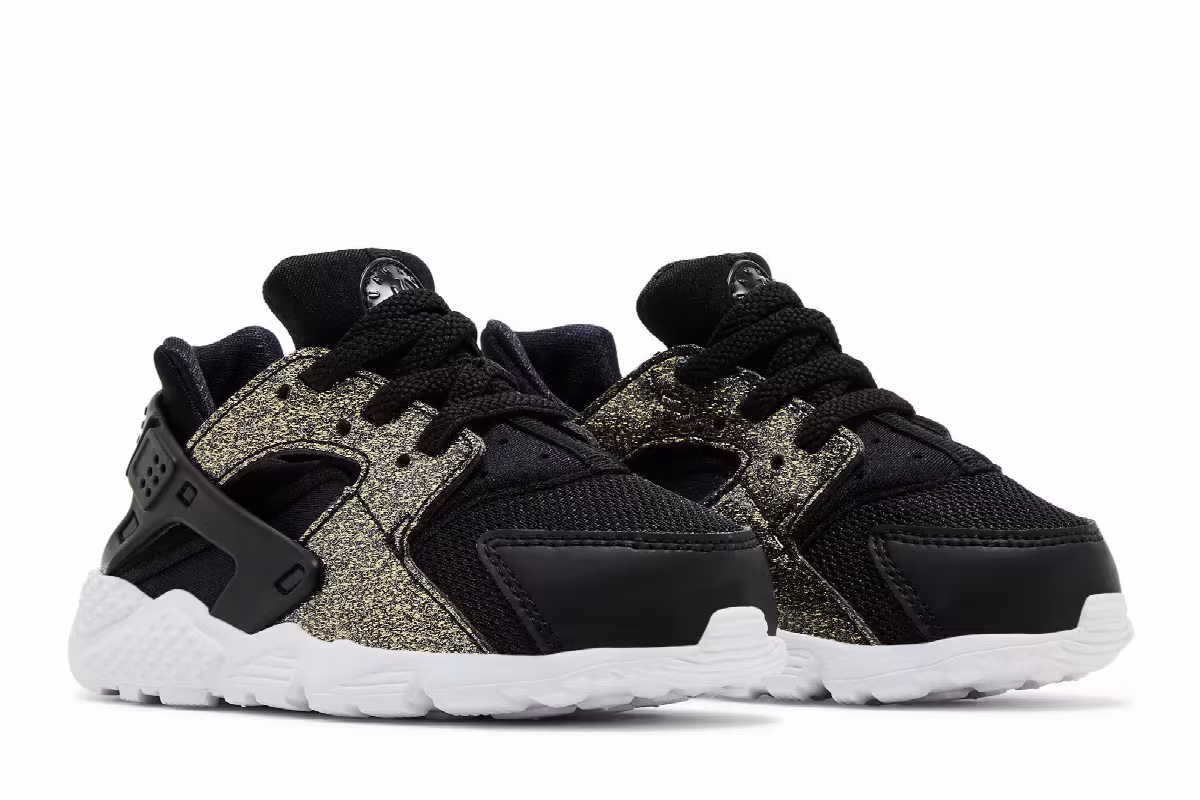 Nike Huarache Run SE TD Black Gold Glitter, view 9
