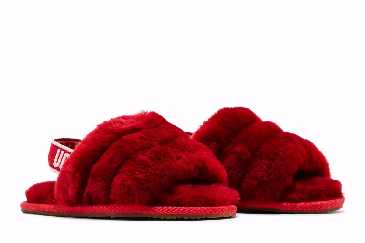 UGG Fluff Yeah Slide Toddler Ribbon Red, view 9