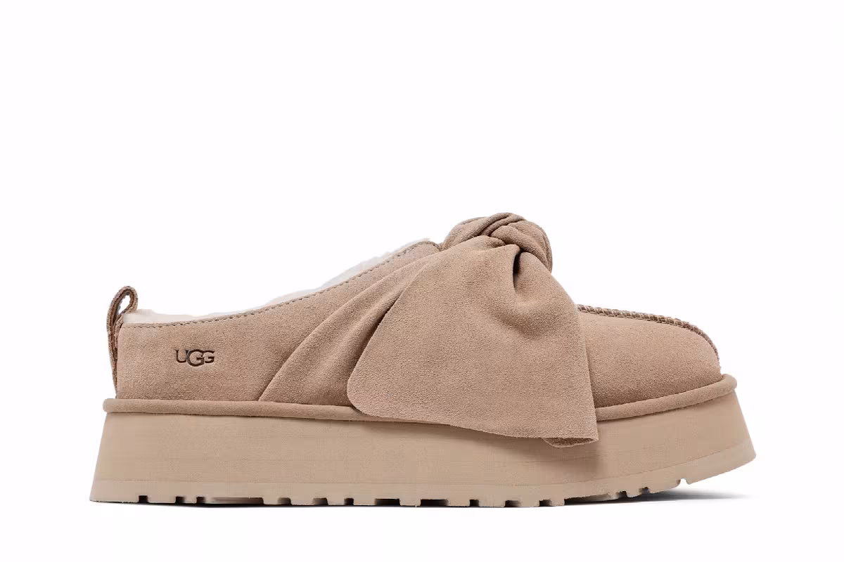 UGG Women's Platform Slip-On Bow Slipper Sand, view 2