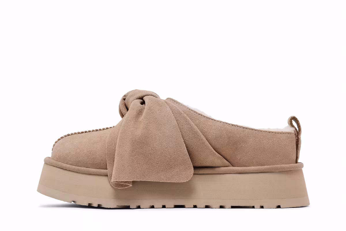UGG Women's Platform Slip-On Bow Slipper Sand, view 4