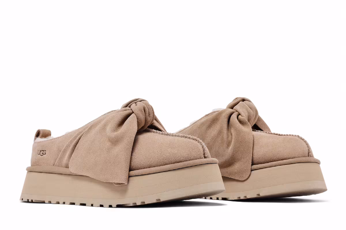 UGG Women's Platform Slip-On Bow Slipper Sand, view 9