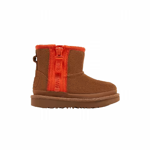 UGG Classic Mini Zipper Tape Logo Boot Toddler 'Chestnut'