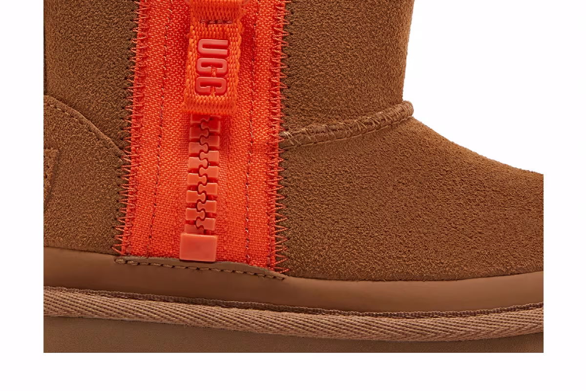 UGG Classic Mini Zipper Tape Logo Boot Toddler Chestnut, view 3
